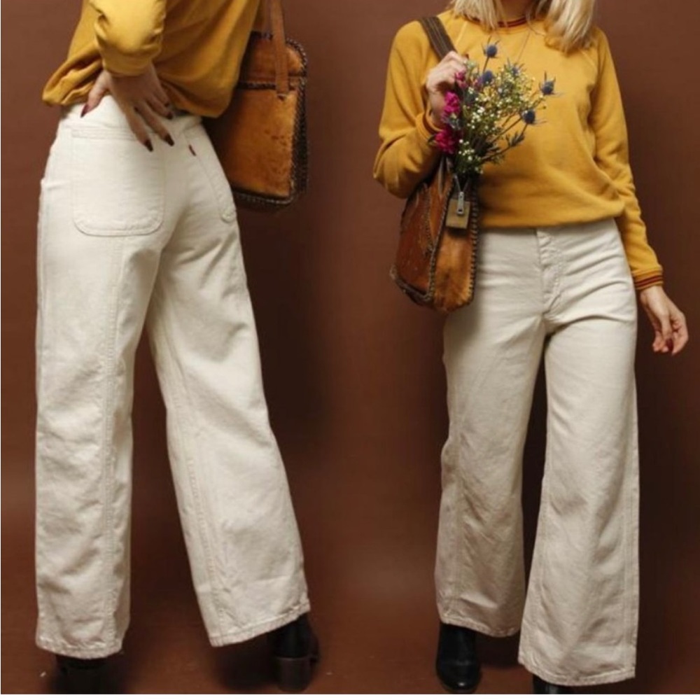 Levi’s red tag cotton/hemp ribcage cream color jean.